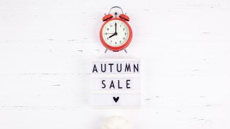 Autumn sale text on lightbox white background