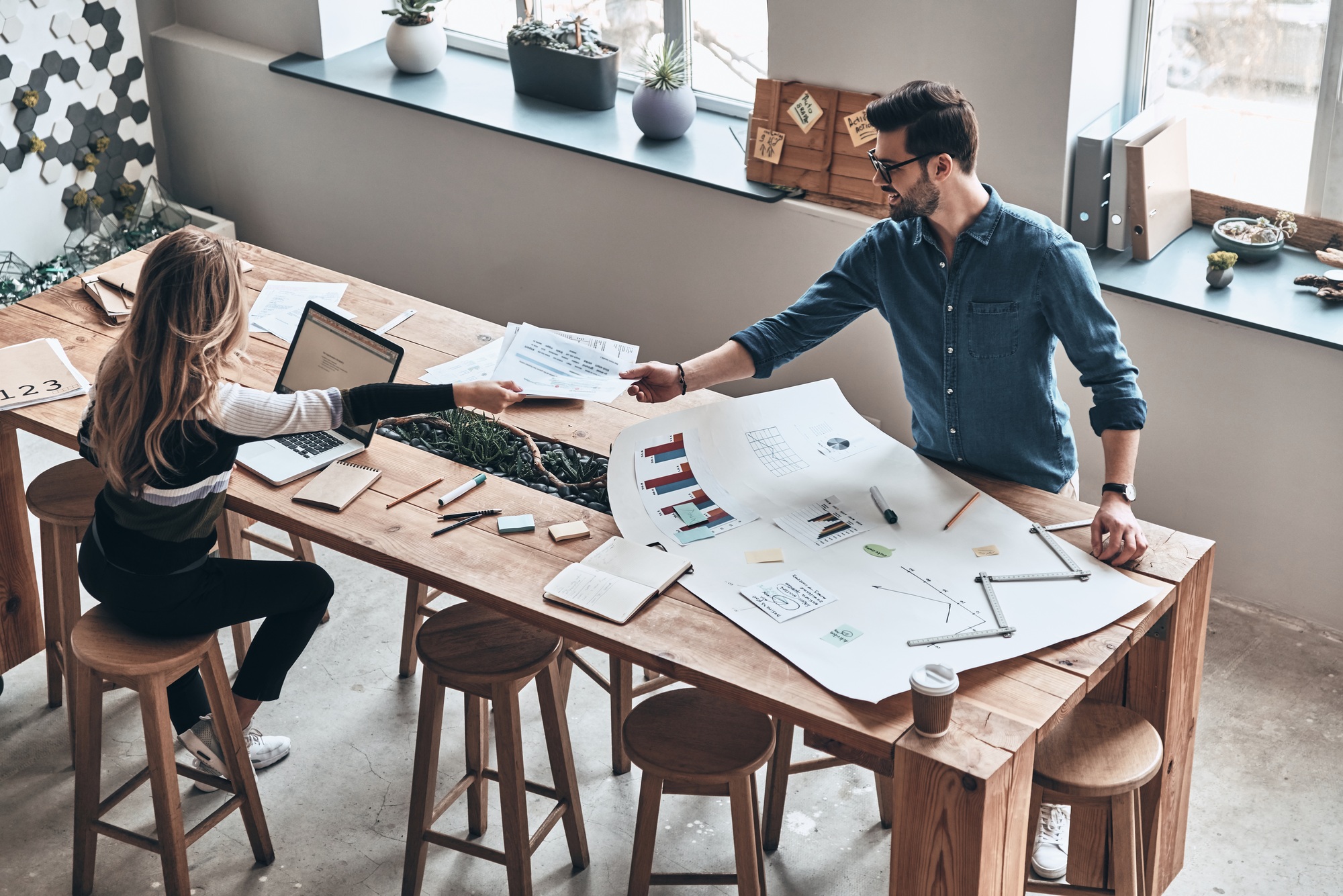 Sharing business ideas.