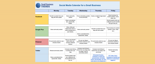social media calendar template